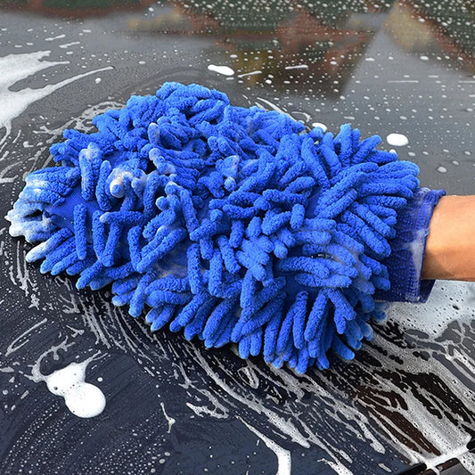 Plush double-sided cleaning glove